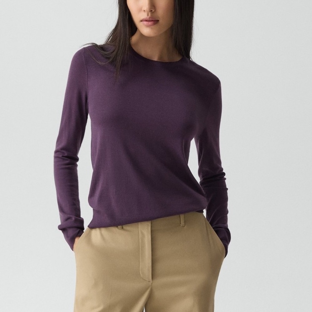 Theory - Black Iris Crewneck Lightweight Long Sleeve Sweater Size Small